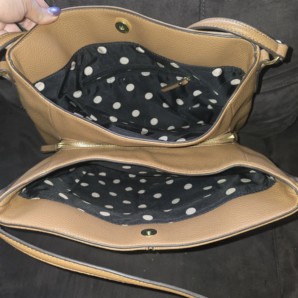 Nicole Miller Classic Cognac Shoulder Tote Bag - Picture 7 of 11